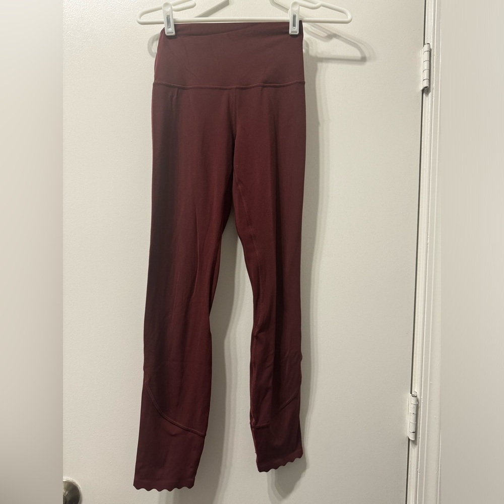 Lululemon Align Scalloped Hem High-Rise Pant 25". Size 4. Red Merlot. - Picture 6 of 9